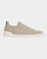Men's Triple Stitch Linen Slip-On Sneakers
