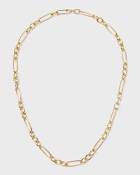 Yellow Gold Alternating Long and Short Oval Link Chain Necklace, 18"L