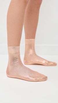 Maria La Rosa Laminated Ribbed Silk Socks Rosa One Size