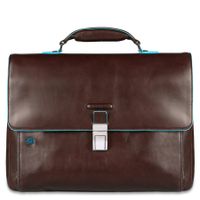 Piquadro - Mallette en cuir expansible à rabat - Taille Unique - Marron
