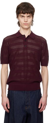 Dries Van Noten Burgundy Open-Knit Polo