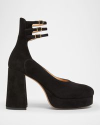 Loti Suede Platform Block-Heel Pumps