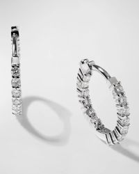 18K Gold Diamond Huggie Hoop Earrings, 16mm
