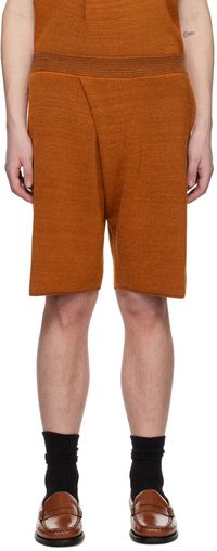 Bianca Saunders Orange Pleat Shorts