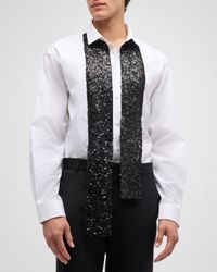 Men's Tuxedo Shirt with Sheer Blossoms Scarf