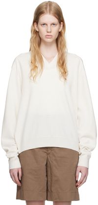 LEMAIRE Off-White V-Neck Sweater