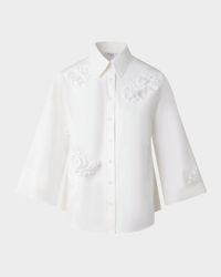 Carnation Applique Button-Down Cotton Shirt