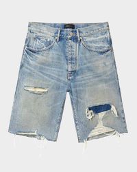 Men's Faros Distressed Cotton Denim Shorts