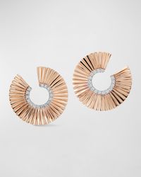 Clive Rose Gold Fluted Front-Facing Hoop Earrings with White Rhodium