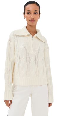 Sablyn Esme Half Zip Cable Sweater Gardenia XS