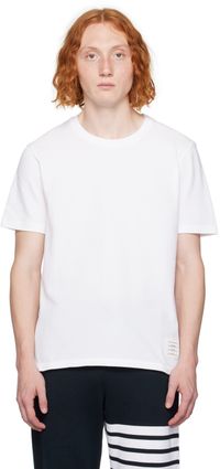Thom Browne T-shirt blanc à garniture à rayures