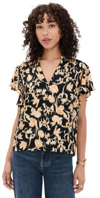 Ulla Johnson Lilo Flutter Sleeve Blouse Tourmaline 6