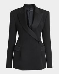 Wool Gabardine Double-Breasted Hourglass Blazer
