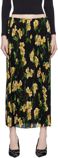 Balenciaga Black Pleated Midi Skirt