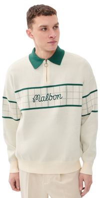 Malbon Golf Bennett Plaid Sweater Heather Ivory XL