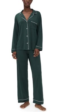 Eberjey Gisele Long Pajama Set Pine/Ivory XL