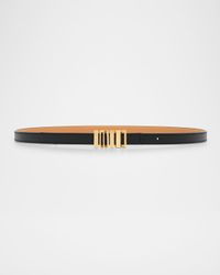 Graphic Buckle Leather Skinny Belt