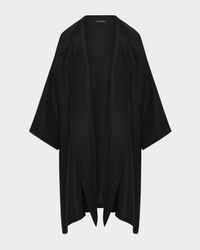 Silk Plisse Wide A-Line Jacket Coat (Long Plus Length)