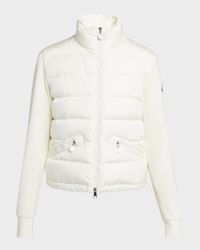 Quilted Nylon Zip-Up Cardigan