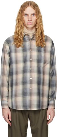 AURALEE Beige Super Light Wool Check Shirt