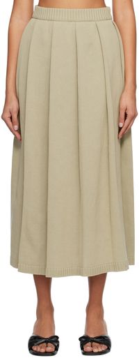 AURALEE Jupe midi beige à plis