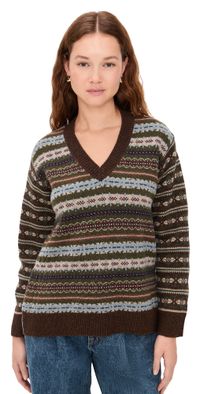 Sea Ciara Fair Isle Knit Sweater Olive XS