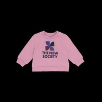 The New Society - Sweat ample col rond en coton sérigraphié - Taille 24M - Rose