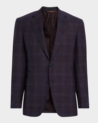 Men's Plaid Wool Notch-Lapel Sport Coat