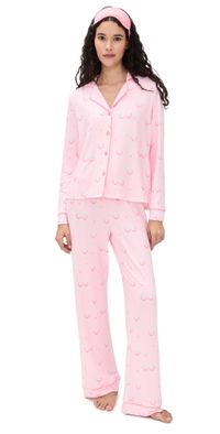 PJ Salvage Happy Hour Wine Glass Print 3-Piece PJ Set Light Pink M