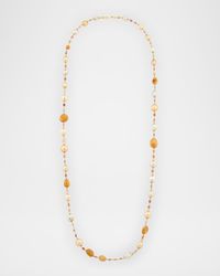 18K Yellow Gold South Sea Pearl and Sapphire Necklace, 42"L