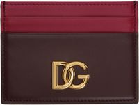 Dolce&Gabbana Burgundy & Pink Calfskin 'DG' Logo Card Holder
