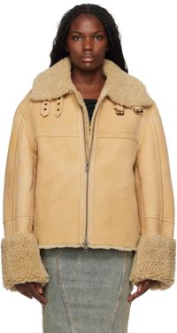 Entire Studios Blouson 01 brun clair à garnitures et intérieur en peau retournée