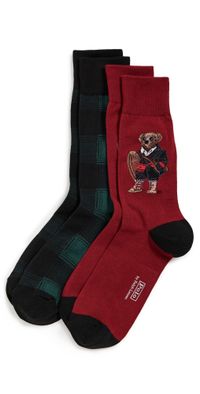 Polo Ralph Lauren Holiday Bear Socks 2 Pack Red 10-13