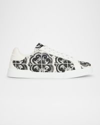 Men's Portofino Low-Top Printed Canvas Sneakers