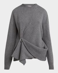 Draped Panel Wool-Cashmere Crewneck Sweater