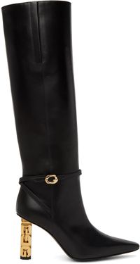 Givenchy Bottes noires à talon bottier à ferrure à logo