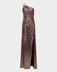 Roxanne One-Shoulder Metallic Gown