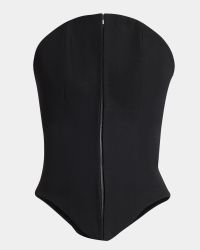 Curved Strapless Zip-Front Bustier Top