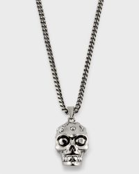 Men's Crystal Skull Pendant Chain Necklace