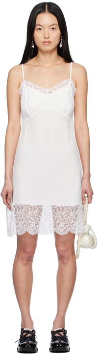 Simone Rocha Robe courte à enfiler blanche à garnitures en dentelle