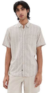 RAILS Carson Relaxed Fit Shirt Almond Mauve Stripe L