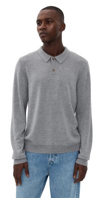 DL1961 Long Sleeve Knit Polo Grey Mélange XL