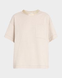Metallic Monili-Collar Striped Jersey T-Shirt