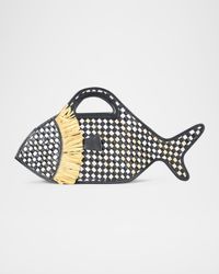 Cleo Fish Basket Leather Top-Handle Bag
