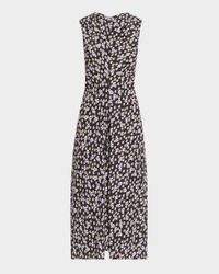 Ella Floral Ruched Satin Midi Dress