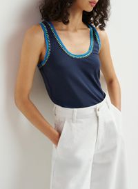 Essentiel Antwerp - Débardeur encolure ronde en coton mélangé - Taille L - Bleu