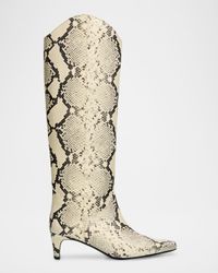Western Wally Snake-Embossed Leather Knee-High Boots