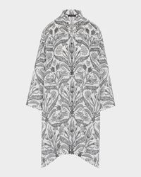 Wide A-Line Collarless Shirt with Slits (Very Long)