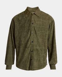 Men's Croc-Embossed Leather Sport Shirt