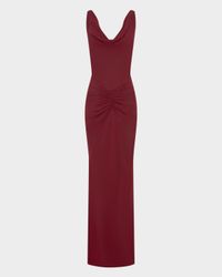Calia Cutout Cowl-Neck Column Gown